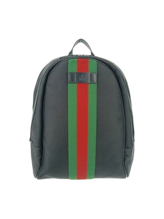 Gucci Backpack Sherry Line Black Silver Hardware Canvas